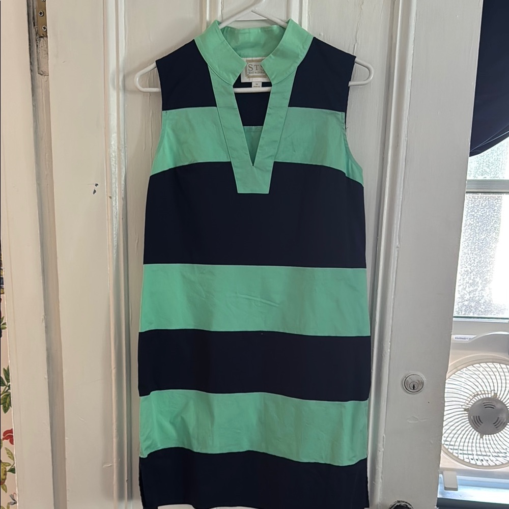 Sail to Sable Green and Blue Sheath Dress Sleeveless Resort Wear